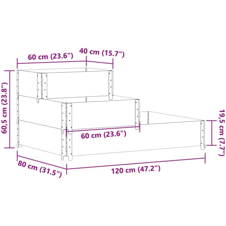Pallkrage 3 nivåer svart 120x80 cm massiv furu vidaXL 120 x 80 cm (60 x 40 cm) – bild 8