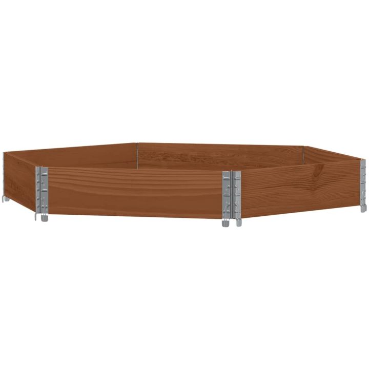 Pallkrage sexhörning brun massiv furu vidaXL 160 x 160 cm – bild 2