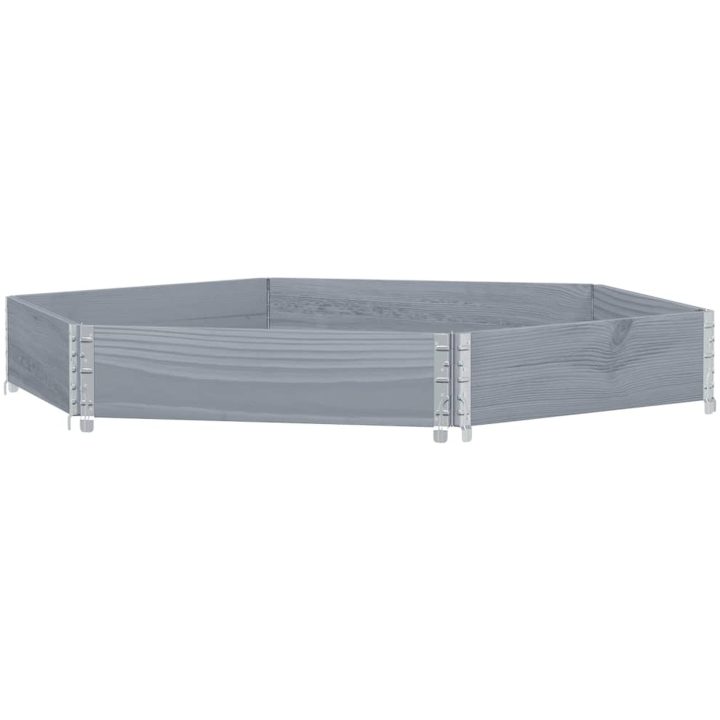 Pallkrage sexhörning grå massiv furu vidaXL 160 x 160 cm – bild 2