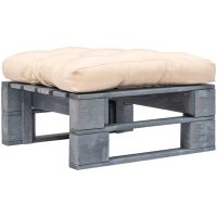Pallottoman med sandfärgad dyna grått trä vidaXL