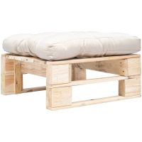 Pallottoman med sandfärgade dynor naturlig trä vidaXL