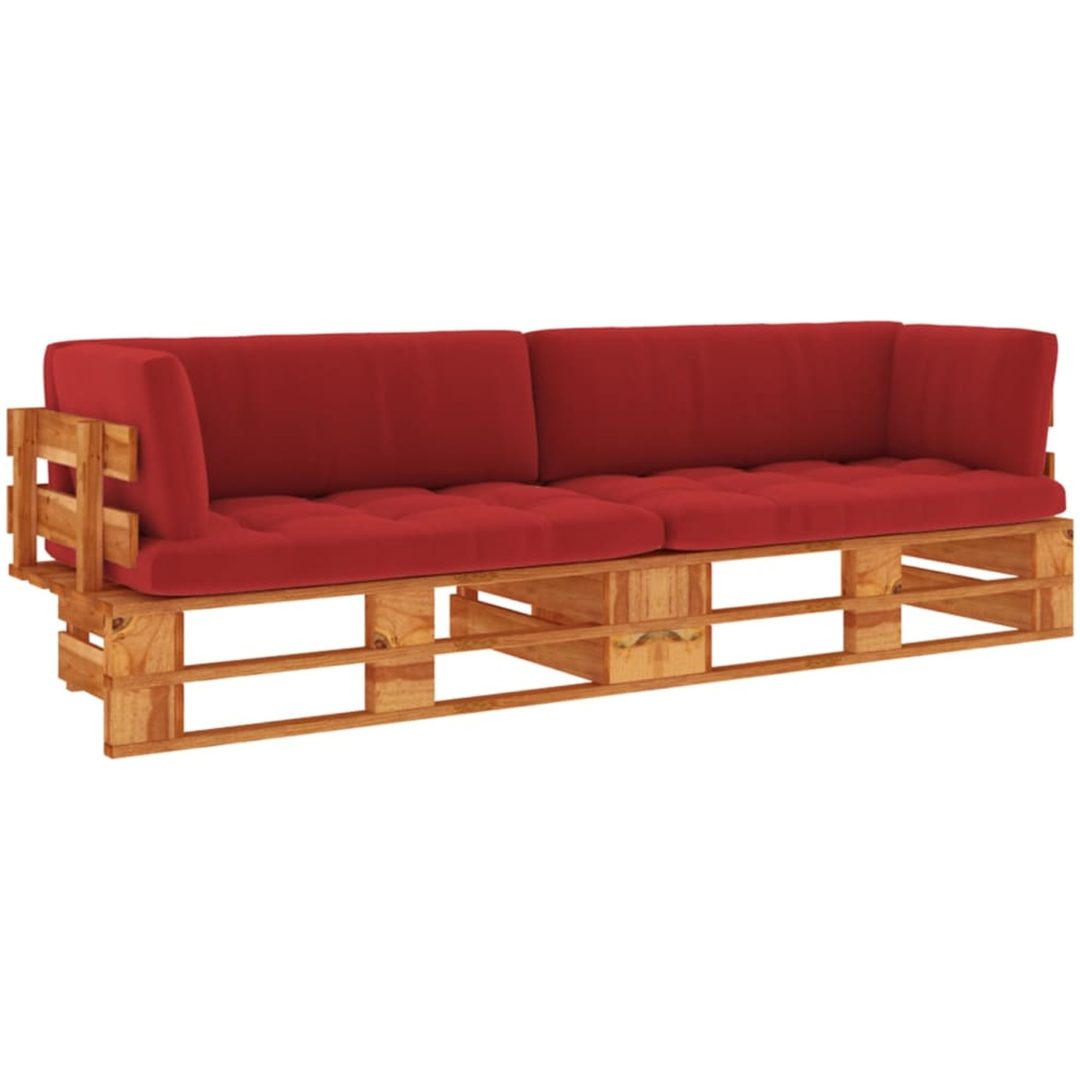 Pallsoffa 2-sits med dynor honungsbrun impregnerad furu vidaXL