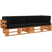 Pallsoffa 2-sits med dynor honungsbrun impregnerad furu vidaXL