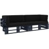Pallsoffa 2-sits med dynor svart impregnerad furu vidaXL – miniatyr 1