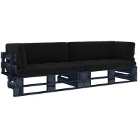 Pallsoffa 2-sits med dynor svart impregnerad furu vidaXL