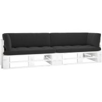 Pallsoffa 2-sits med dynor vit impregnerad furu vidaXL