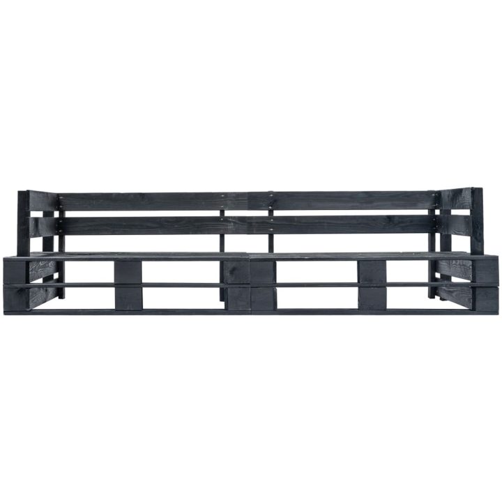 Pallsoffa 2-sits svart trä vidaXL – bild 2