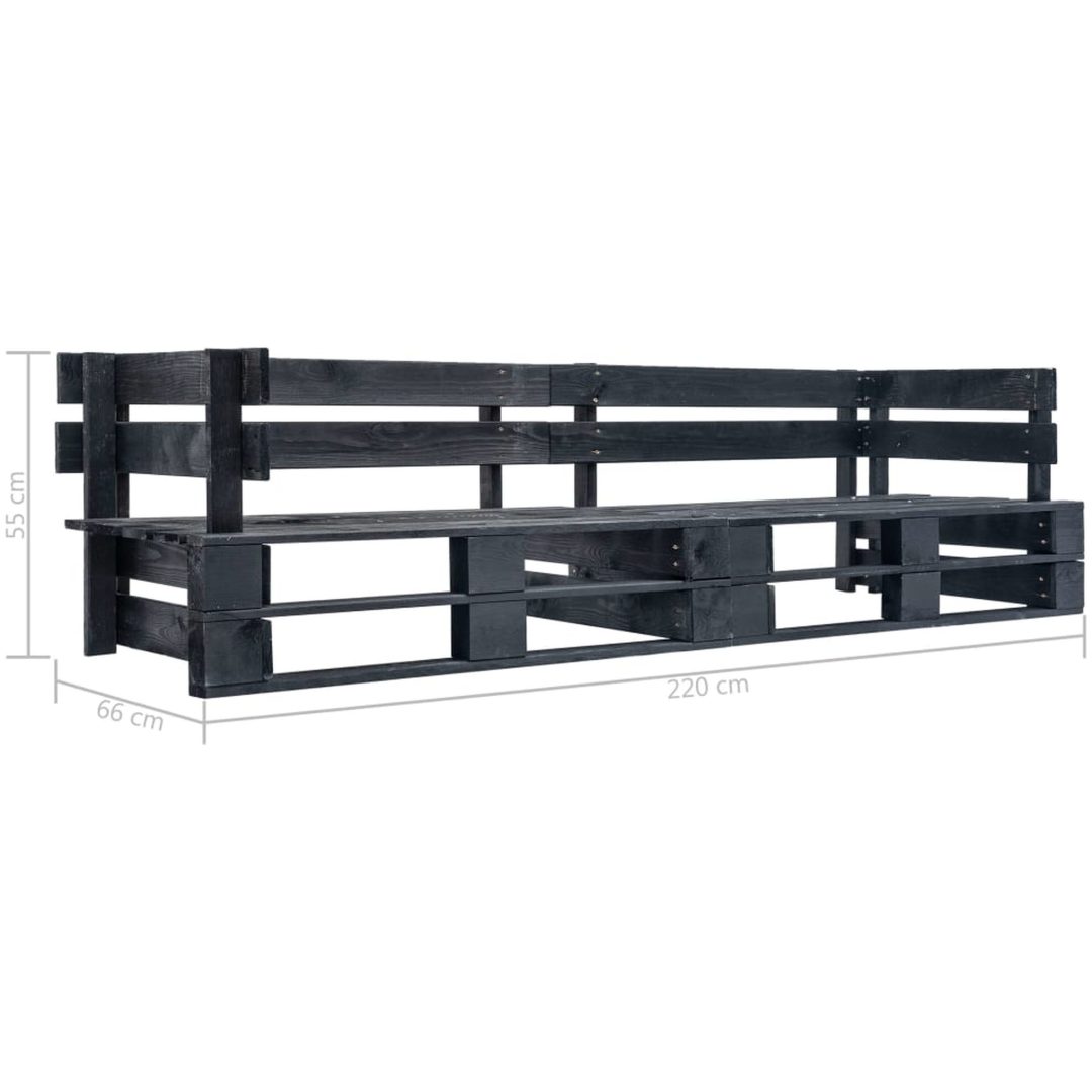 Pallsoffa 2-sits svart trä vidaXL – bild 3
