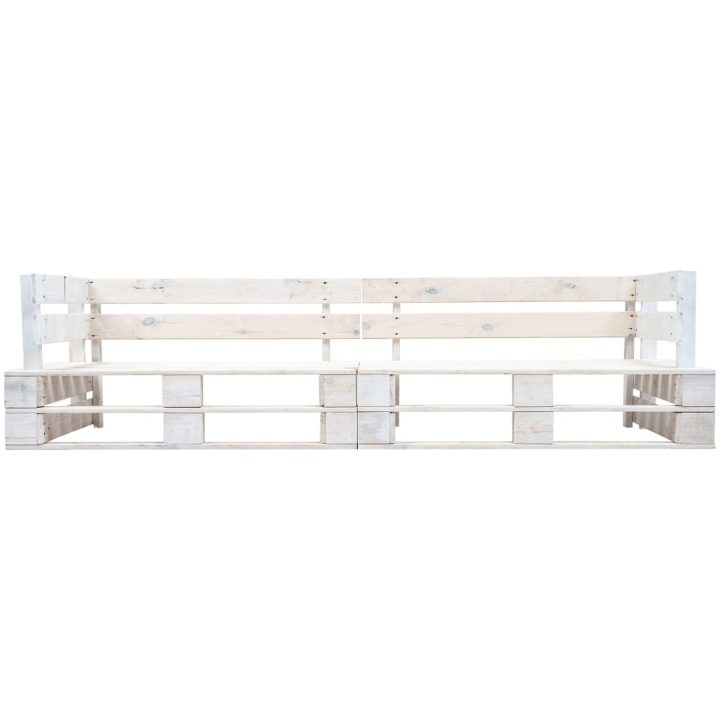Pallsoffa 2-sits vit trä vidaXL – bild 2
