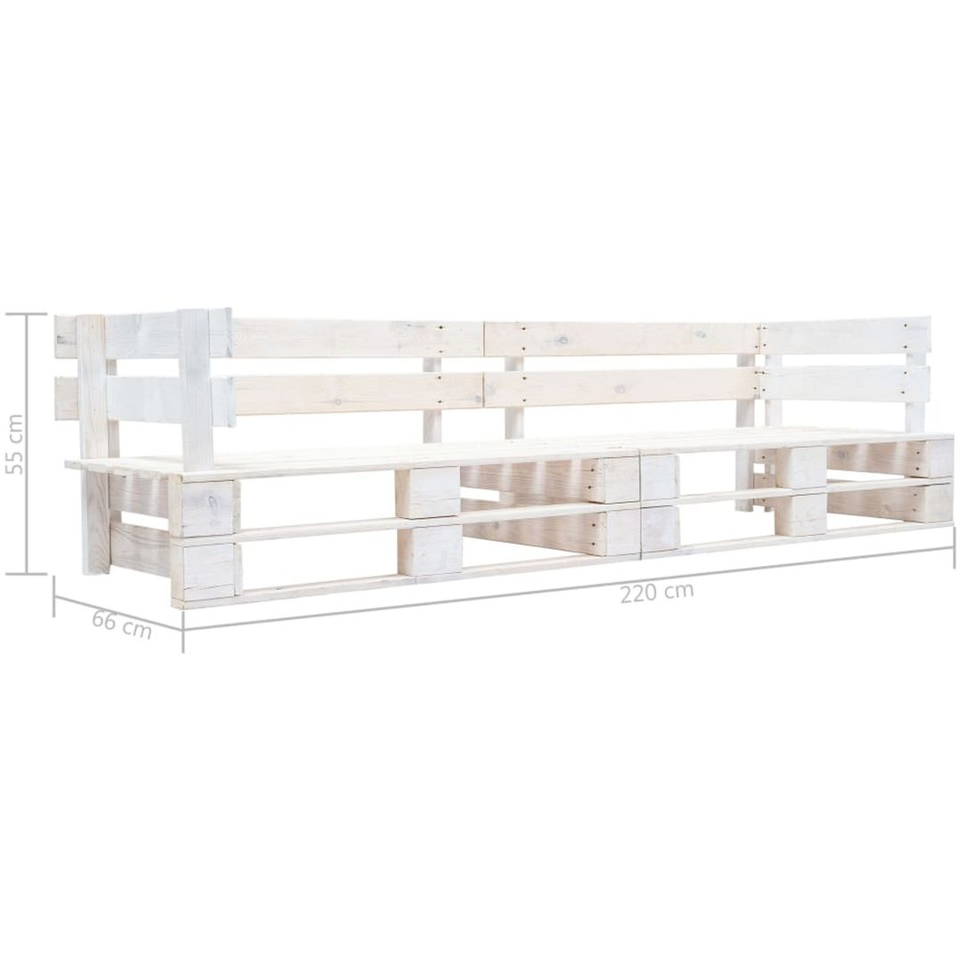 Pallsoffa 2-sits vit trä vidaXL – bild 3