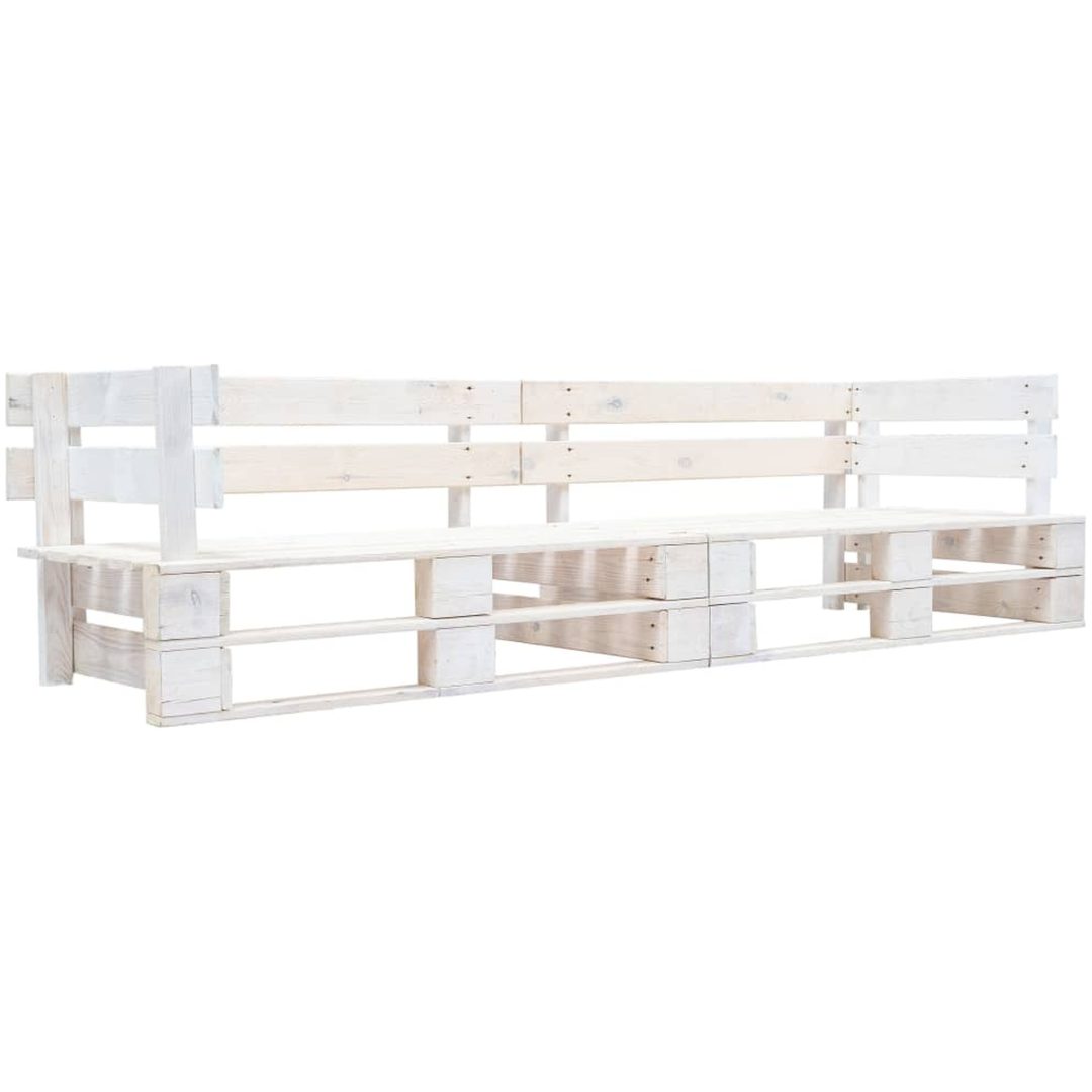 Pallsoffa 2-sits vit trä vidaXL
