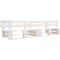 Pallsoffa 2-sits vit trä vidaXL