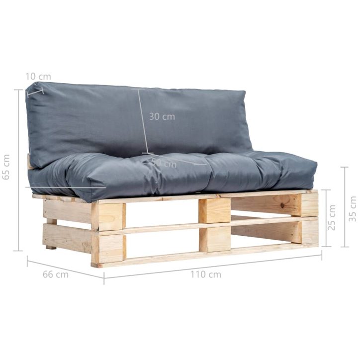 Pallsoffa med dynor grå massiv furu vidaXL – bild 5