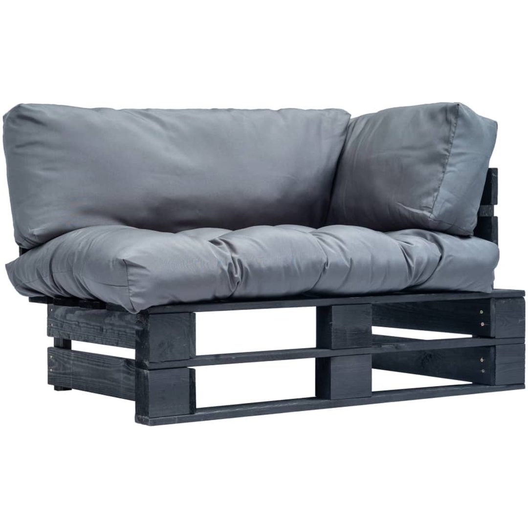 Pallsoffa med dynor grå massiv furu vidaXL
