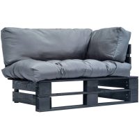 Pallsoffa med dynor grå massiv furu vidaXL