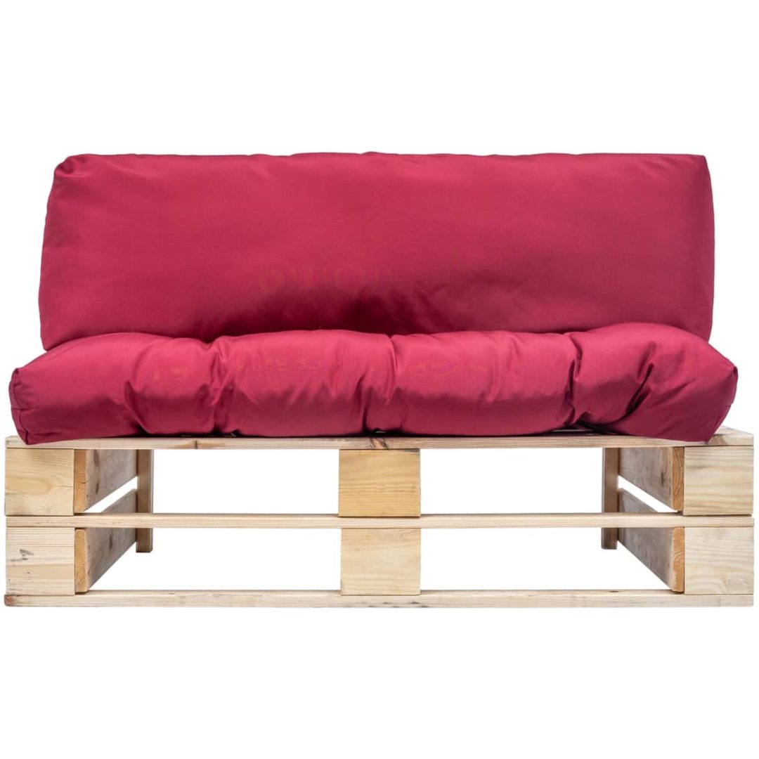 Pallsoffa med dynor röd massiv furu vidaXL – bild 2
