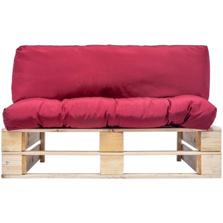 Pallsoffa med dynor röd massiv furu vidaXL – bild 2