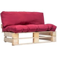 Pallsoffa med dynor röd massiv furu vidaXL
