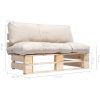 Pallsoffa med dynor sandfärgad massiv furu vidaXL – miniatyr 5