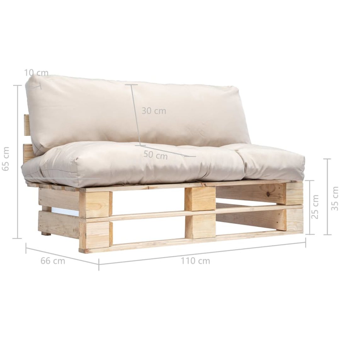Pallsoffa med dynor sandfärgad massiv furu vidaXL – bild 5