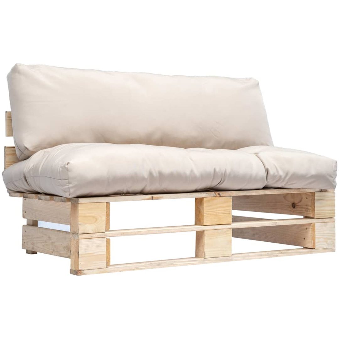 Pallsoffa med dynor sandfärgad massiv furu vidaXL