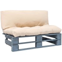 Pallsoffa med dynor sandfärgad massiv furu vidaXL