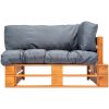 Pallsoffa med gråa dynor furu vidaXL – miniatyr 2
