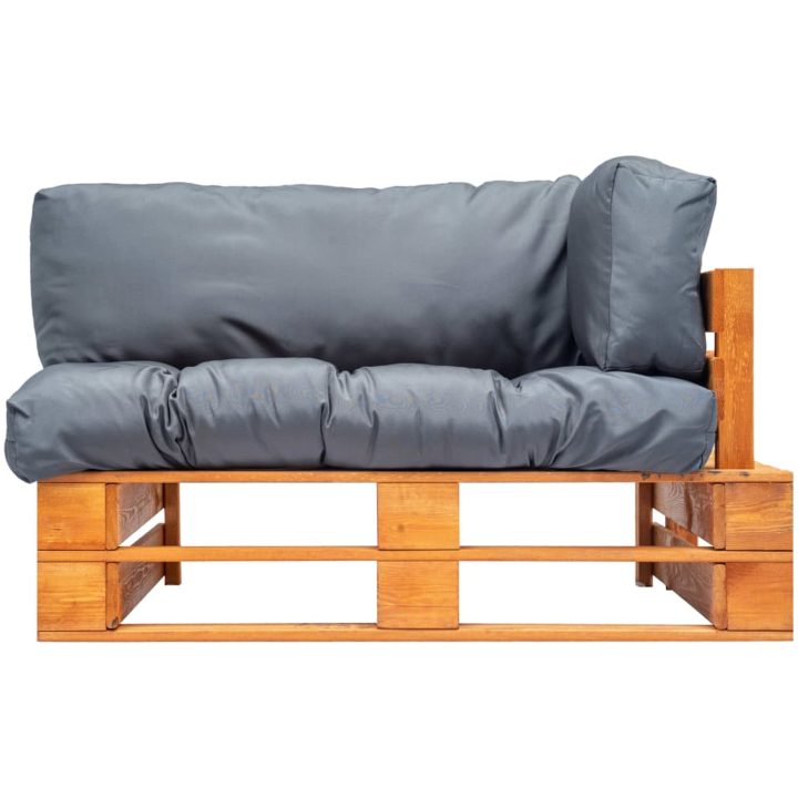 Pallsoffa med gråa dynor furu vidaXL – bild 2