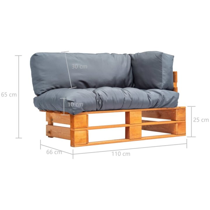Pallsoffa med gråa dynor furu vidaXL – bild 5