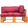 Pallsoffa med röda dynor furu vidaXL – miniatyr 2