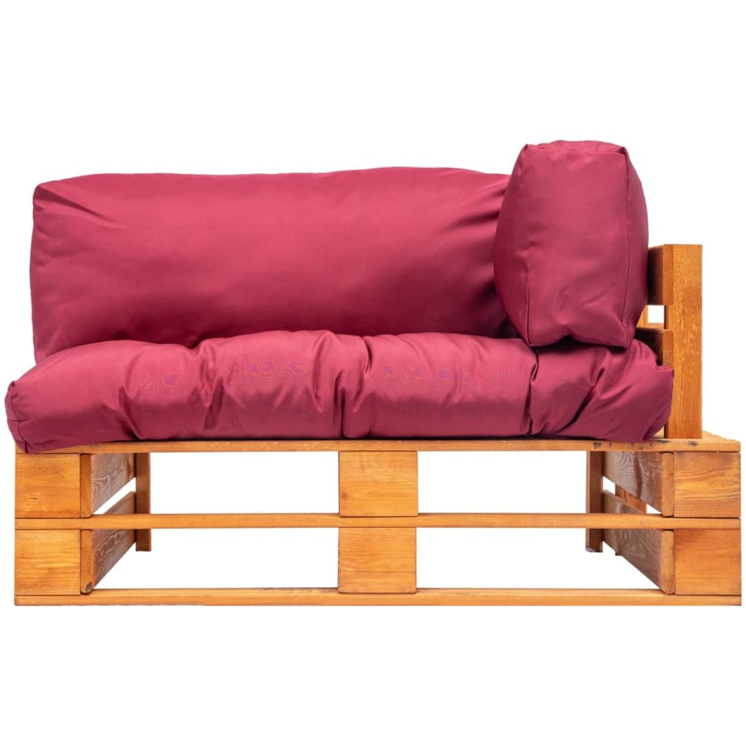Pallsoffa med röda dynor furu vidaXL – bild 2