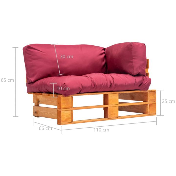 Pallsoffa med röda dynor furu vidaXL – bild 5