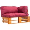 Pallsoffa med röda dynor furu vidaXL – miniatyr 1
