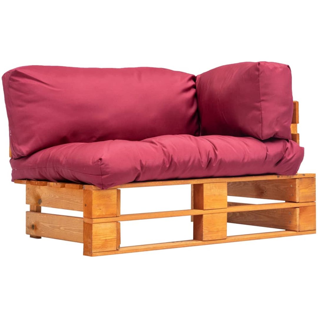 Pallsoffa med röda dynor furu vidaXL