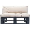 Pallsoffa med sandfärgade dynor furu vidaXL – miniatyr 2