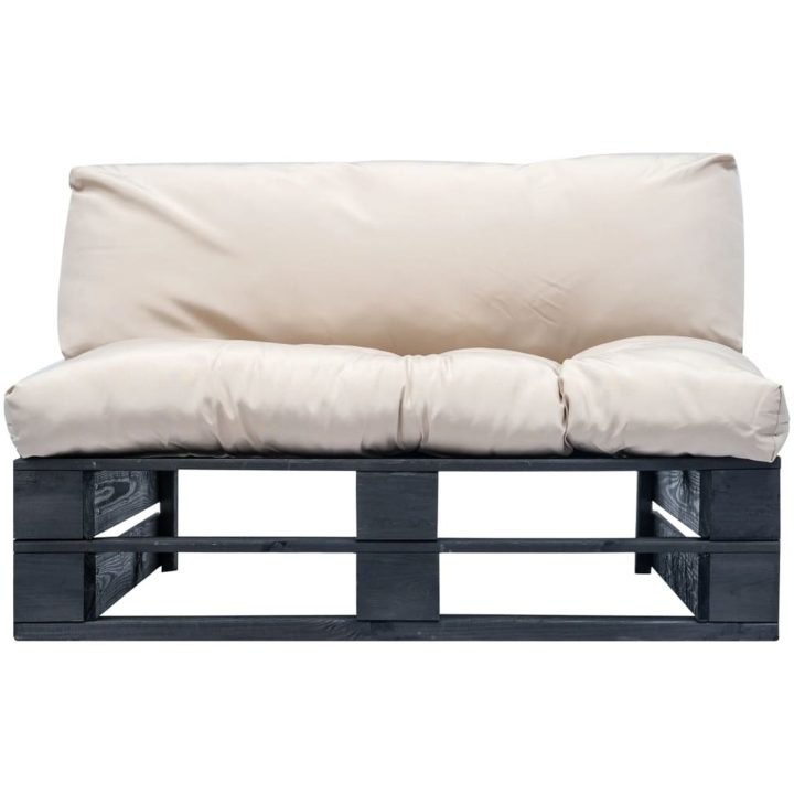 Pallsoffa med sandfärgade dynor furu vidaXL – bild 2
