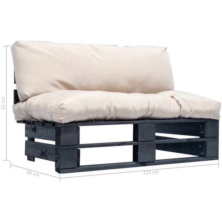 Pallsoffa med sandfärgade dynor furu vidaXL – bild 5