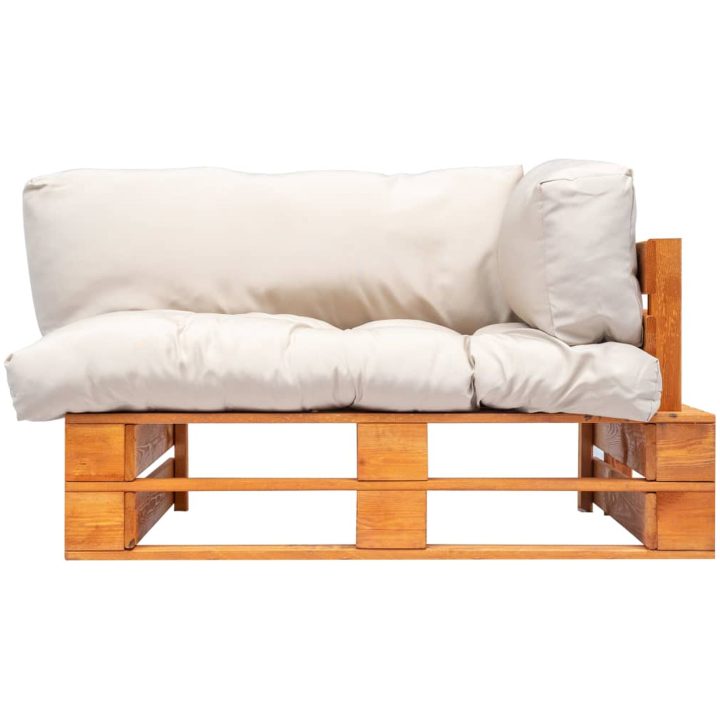 Pallsoffa med sandfärgade dynor furu vidaXL – bild 2