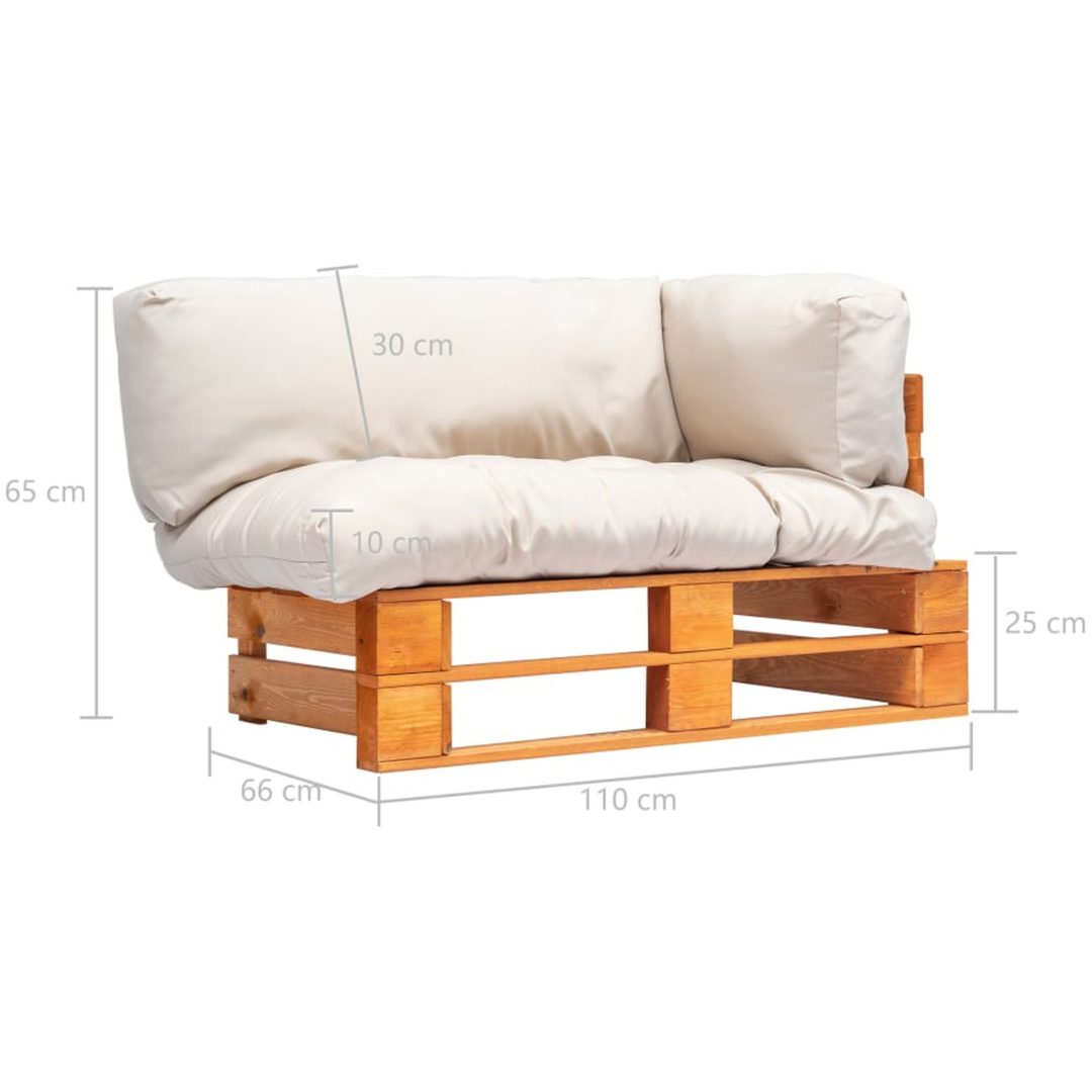 Pallsoffa med sandfärgade dynor furu vidaXL – bild 5