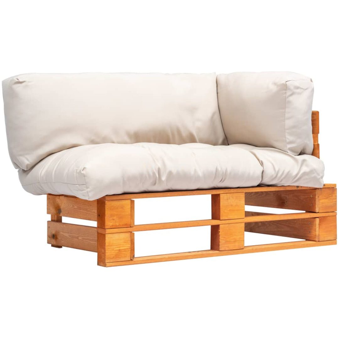 Pallsoffa med sandfärgade dynor furu vidaXL