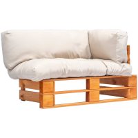 Pallsoffa med sandfärgade dynor furu vidaXL