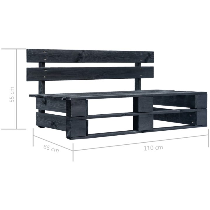 Pallsoffgrupp med dynor 6 delar svart impregnerad furu vidaXL – bild 9