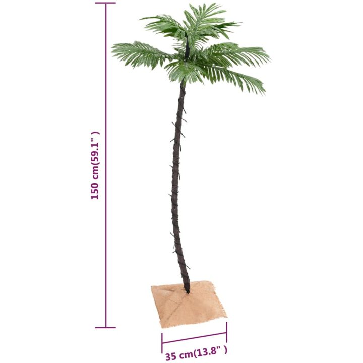Palmträd med LED varmvit 88 LEDs vidaXL 150 cm – bild 10