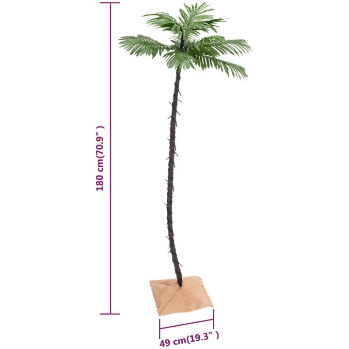 Palmträd med LED varmvit 96 LEDs vidaXL 180 cm – bild 10
