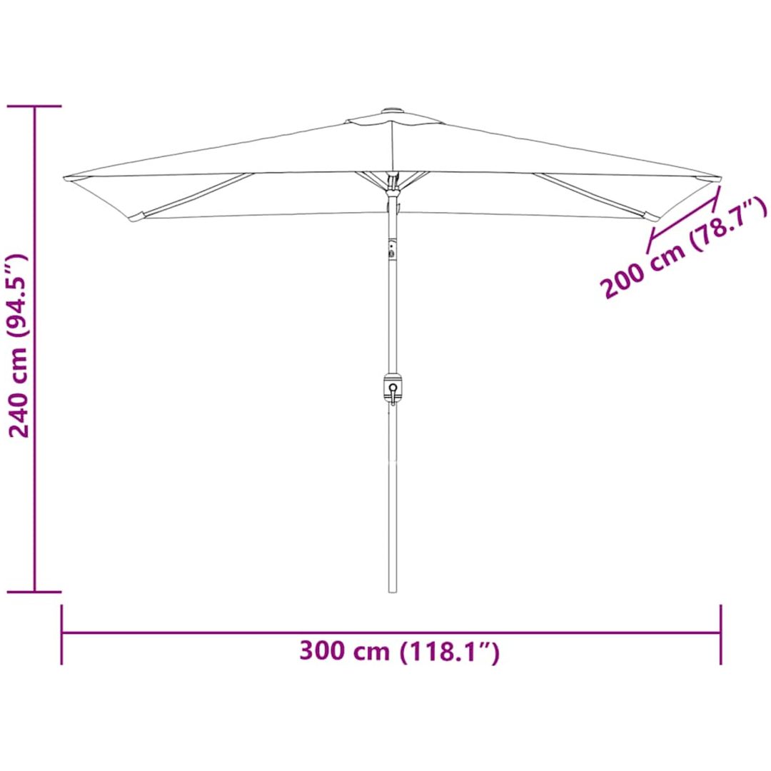 Parasoll 200 x 300 cm grön rektangulär vidaXL – bild 10
