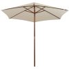Parasoll 270x270 cm trästång gräddvit vidaXL – miniatyr 2