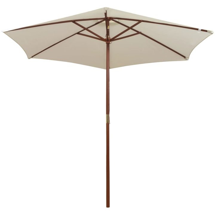 Parasoll 270x270 cm trästång gräddvit vidaXL – bild 2