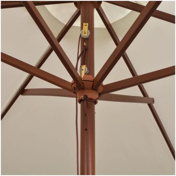 Parasoll 270x270 cm trästång gräddvit vidaXL – bild 5