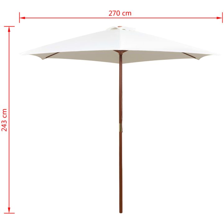 Parasoll 270x270 cm trästång gräddvit vidaXL – bild 6