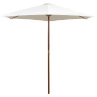 Parasoll 270x270 cm trästång gräddvit vidaXL